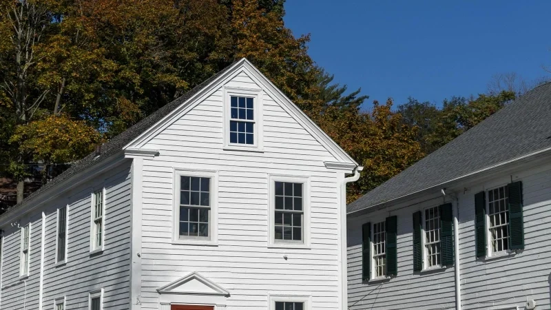 American homes in a Buffalo NY residential neighborhood in fall